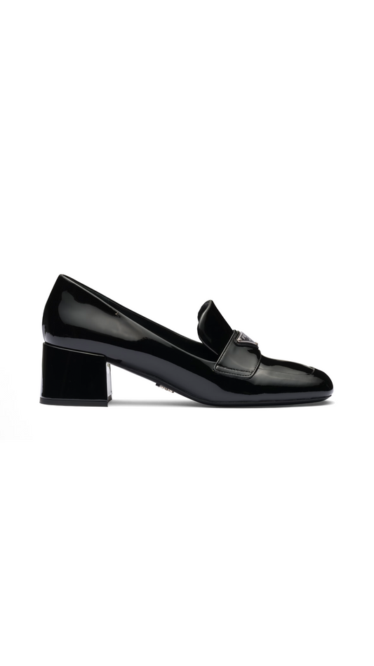 Patent leather Heeled Loafers - Black