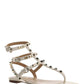 Rockstud Calfskin Flat Flip-Flop Sandal - Light Ivory