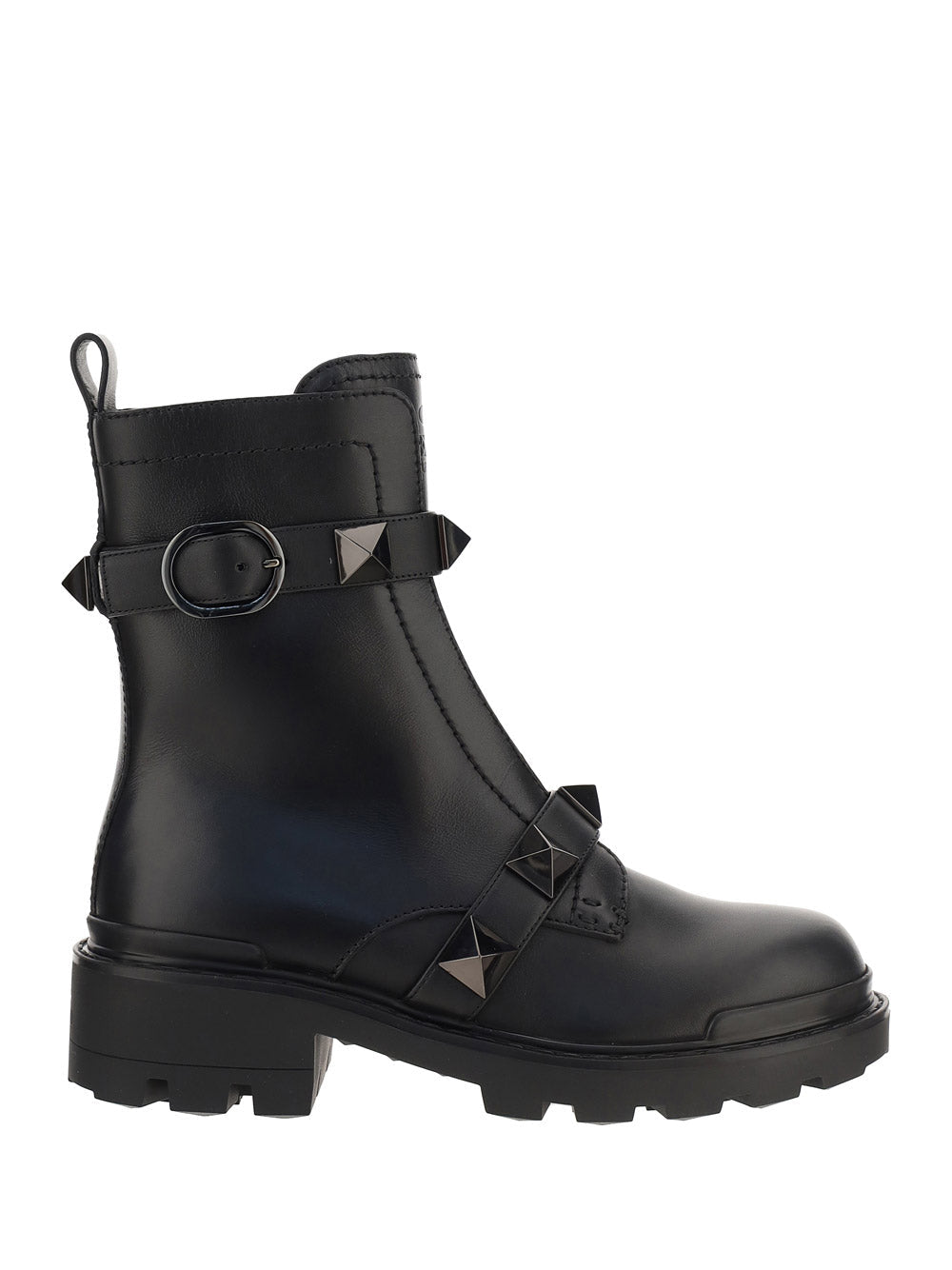 Roman Stud Combat Boot With Tonal Studs 40mm - Black