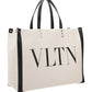 Small VLTN Print Canvas Tote Bag - Ivory