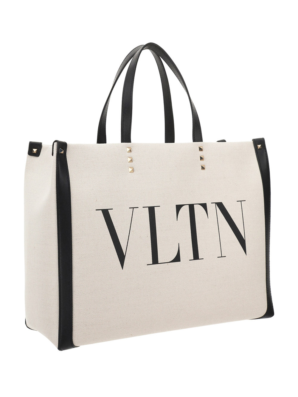 Small VLTN Print Canvas Tote Bag - Ivory