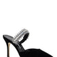 Lutara Velvet Crystal Embellished Mules - Black