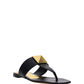 One Stud Calfskin Flat Thong Sandal - Black
