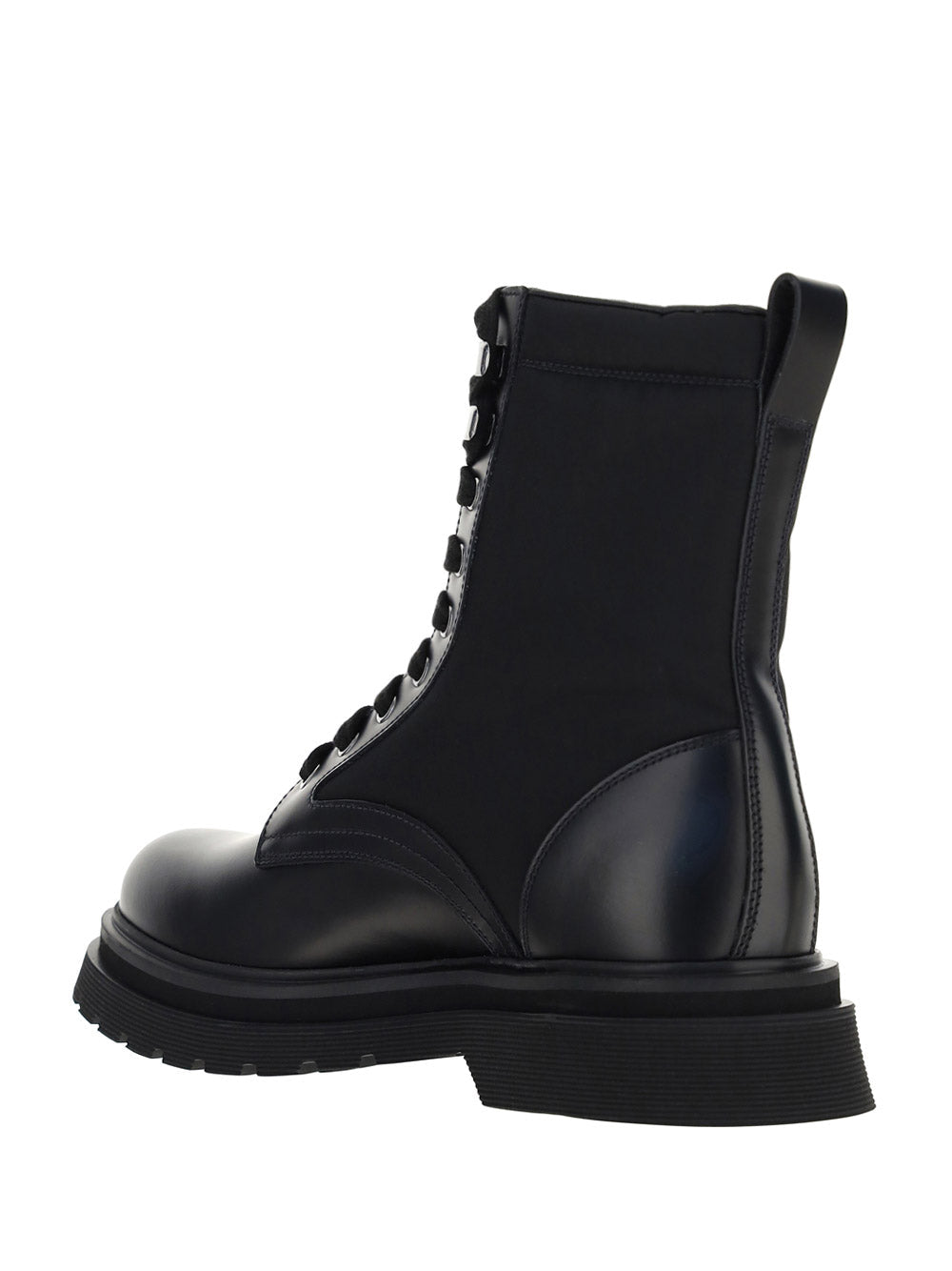 Brushed Rois Leather And Nylon Booties  - Black