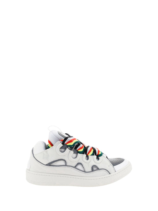 Leather Curb Sneakers - White