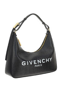 Small Moon Cut Out Bag in 4G Coated Canvas - Black.