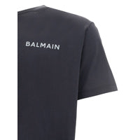 Cotton T-shirt with Small Balmain Paris Logo - Black
