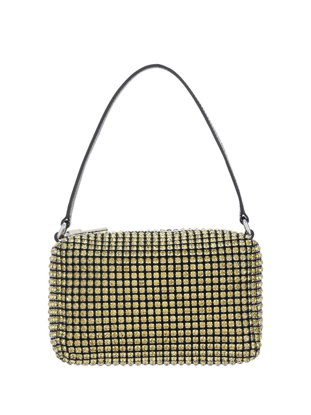 Heiress Medium Pouch in Rhinestone Mesh - Yellow