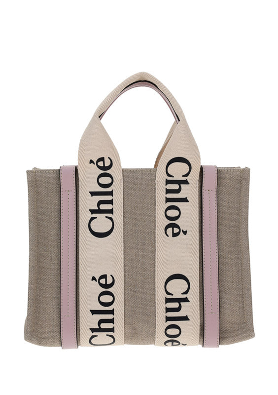 Small Woody Tote Bag - Beige / Pink