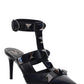 Roman Stud Patent Leather Sandals - Black