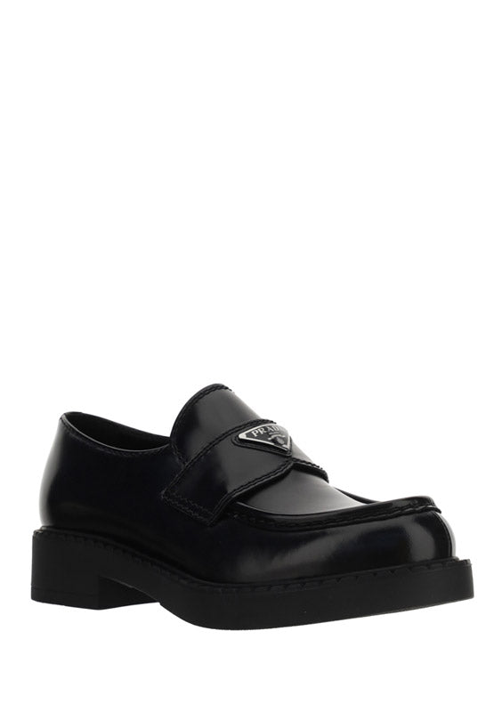 Brushed Leather Loafers - Black