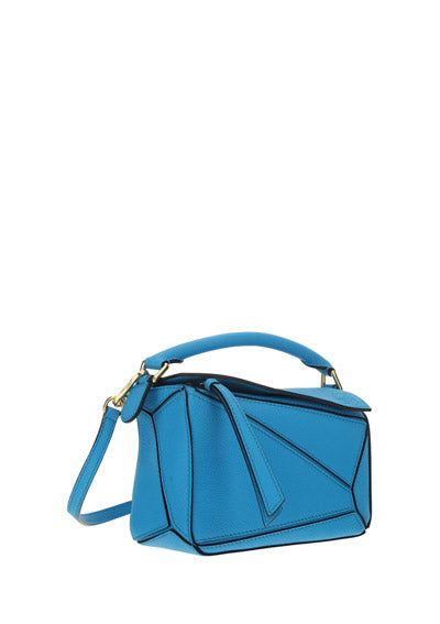 Mini Puzzle Bag in Soft Grained Calfskin - Cyan