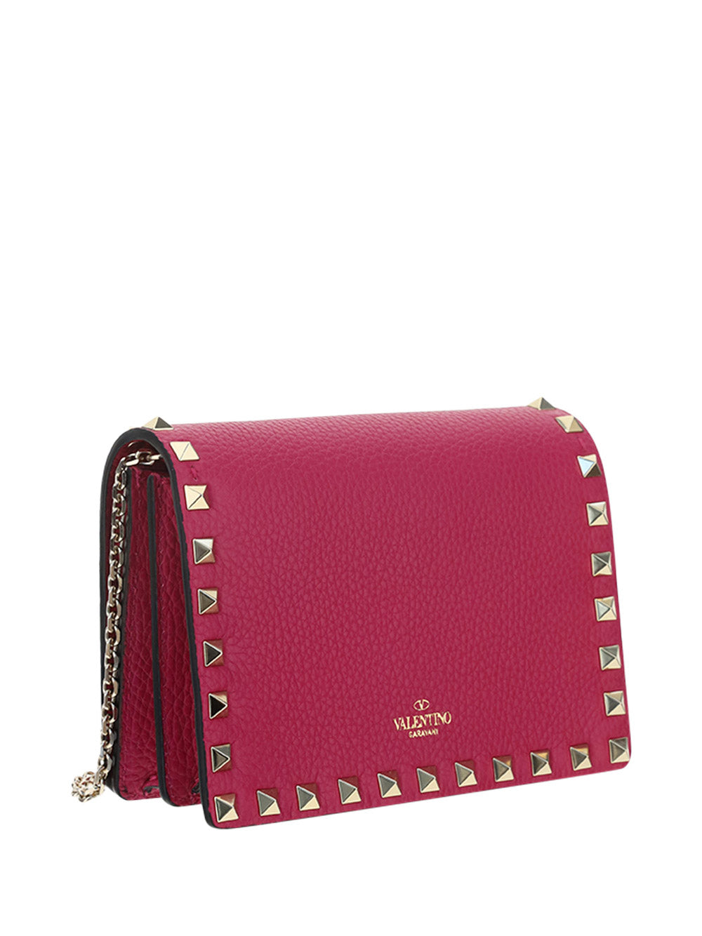 Rockstud Calfskin Chain Pouch - Blossom