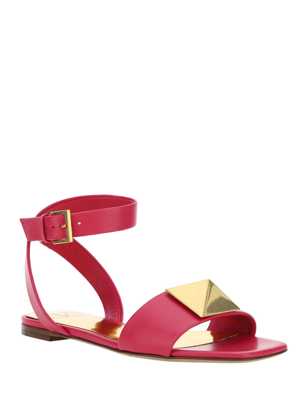 One Stud Flat Sandal in Calfskin With Maxi Stud Embellishment - Blossom