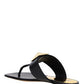 One Stud Calfskin Flat Thong Sandal - Black