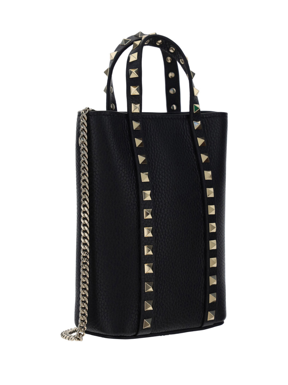 Rockstud Calfskin Leather Tote - Black.