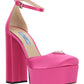 Satin Platform Pumps - Pink