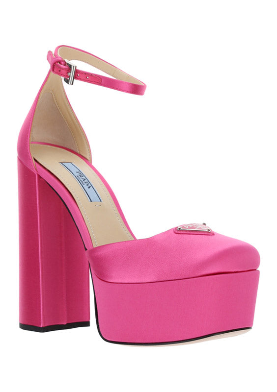 Satin Platform Pumps - Pink