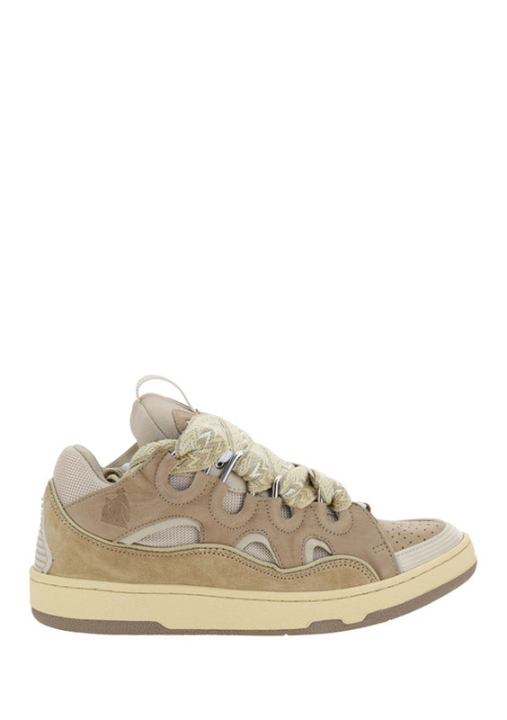 Leather Curb Sneakers - Ecru