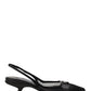 Mesh Fabric Slingback Pumps - Black