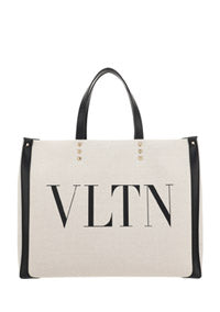 Small VLTN Print Canvas Tote Bag - Ivory
