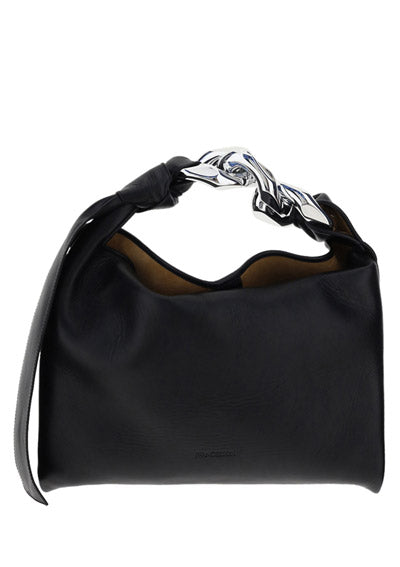 Small Chain Hobo Shoulder Bag - Black