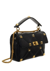 Large Roman Stud the Shoulder Bag in Nappa With Chain - Black