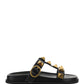 Roman Stud Slide Sandal In Calfskin - Black