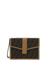 FF Fabric Clutch - Brown