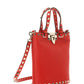 Rockstud Grainy Calfskin Small Tote - Red