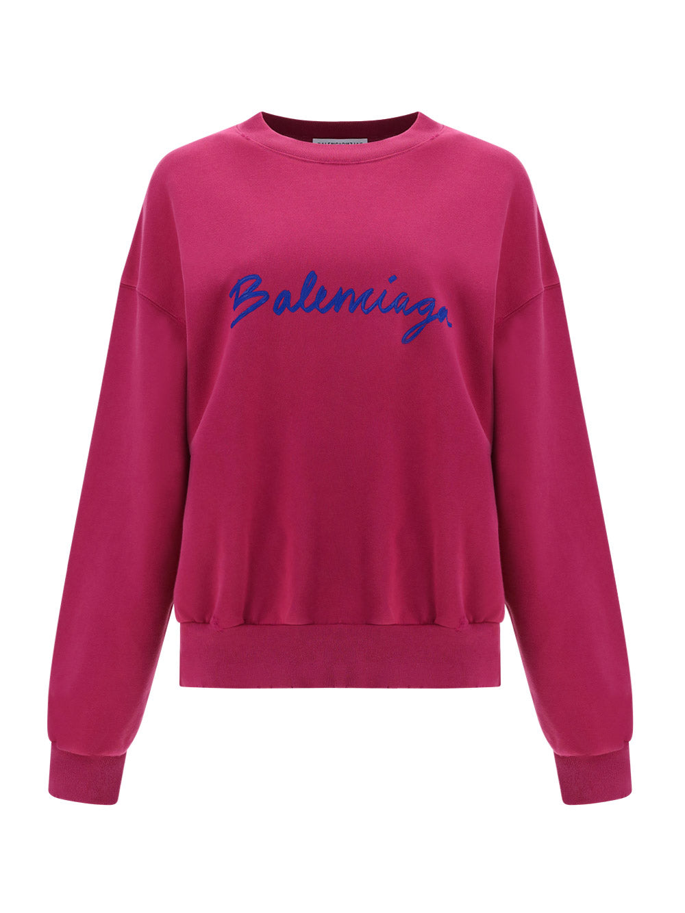 Brushstroke Logo Print Crewneck Sweatshirt - Fuchsia
