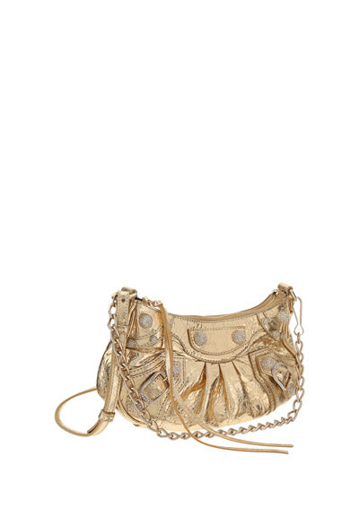 Le Cagole Mini Purse With Chain Metallized With Rhinestones - Golden