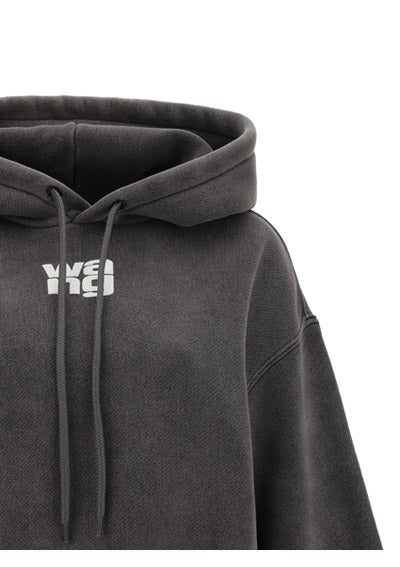 Puff Logo Hoodie in Terry - Grey