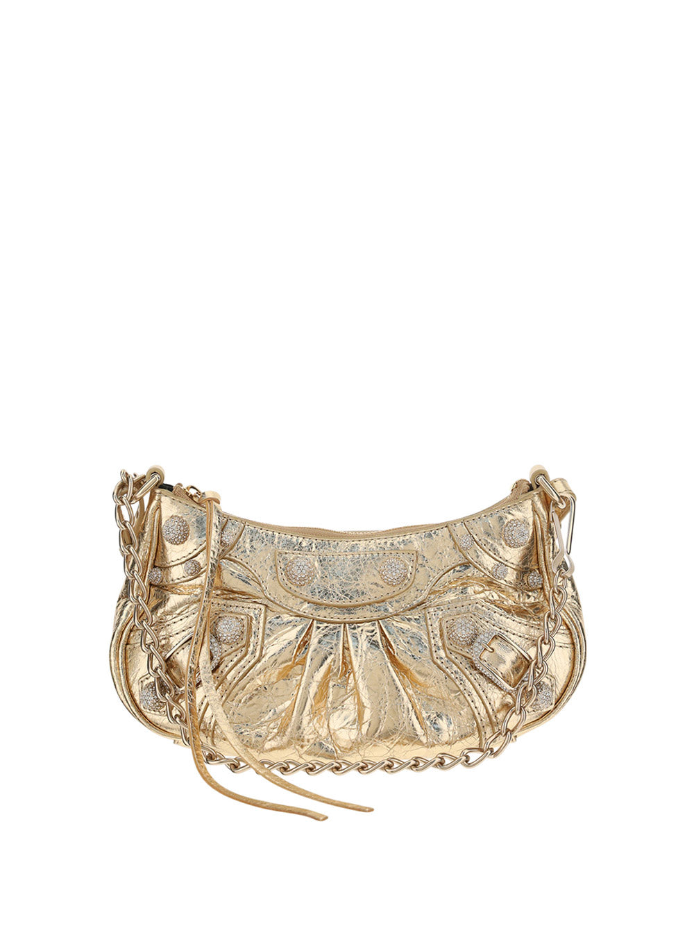 Le Cagole Mini Purse With Chain Metallized With Rhinestones - Golden