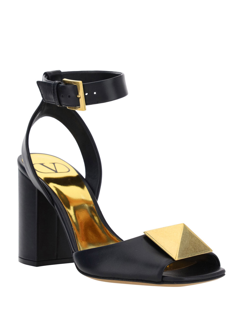 One Stud Calfskin Sandal 90MM - Black