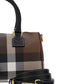 Check and Leather Mini Bowling Bag - Dark Birch Brown