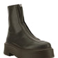 Zipped Boot in Leather - Khaki Green