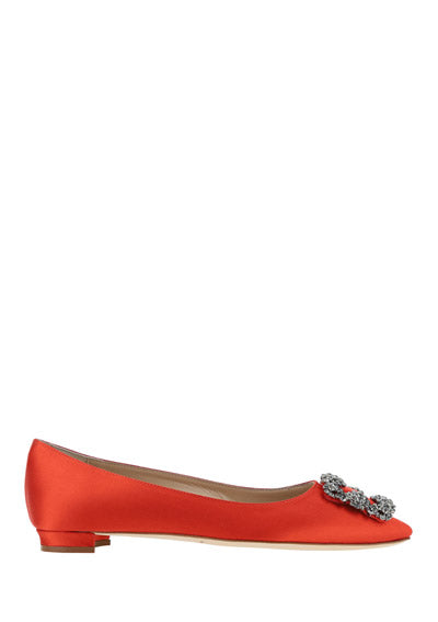 Hangisi Satin Flats - Red