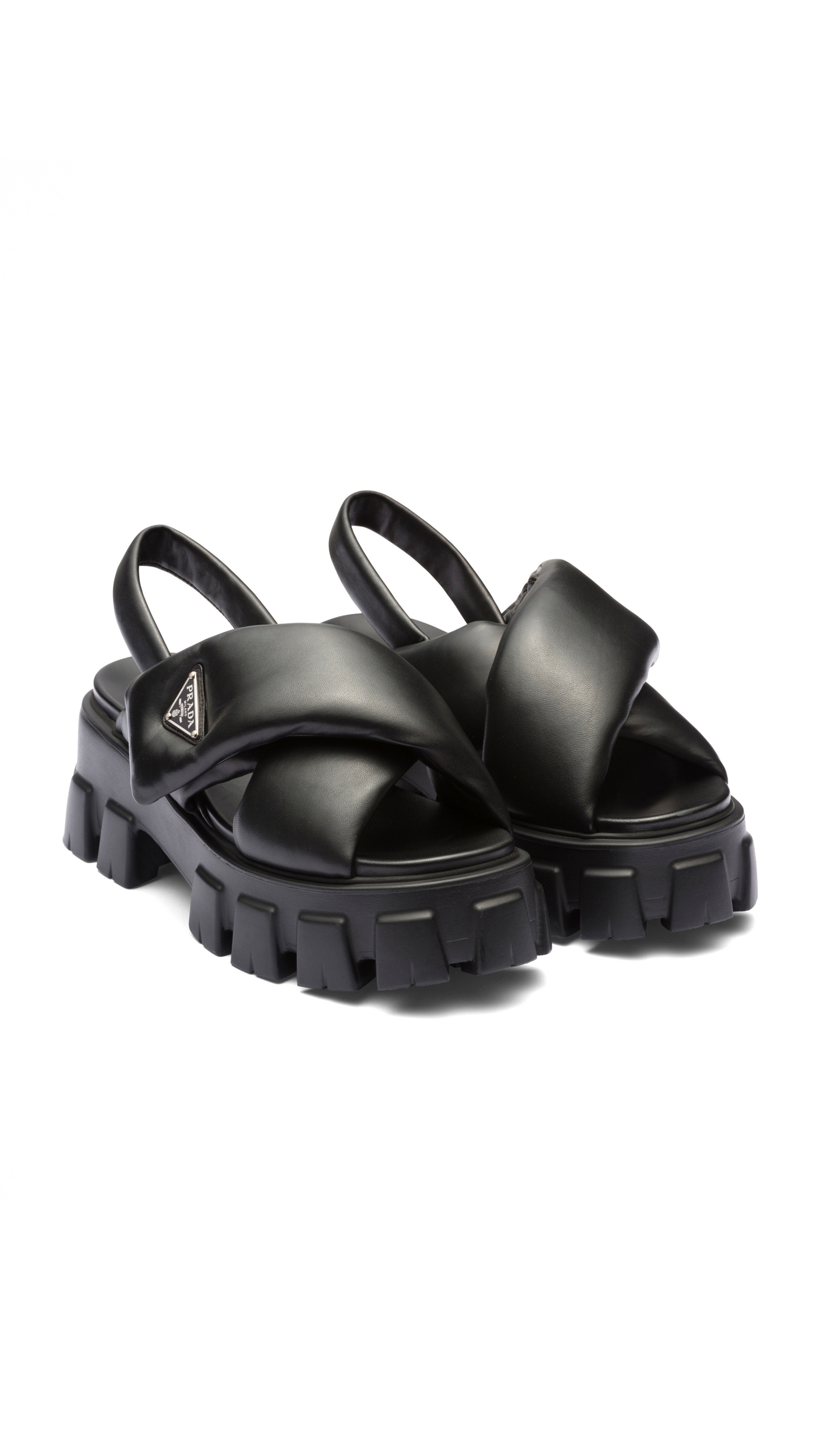 Monolith Padded Nappa Leather Sandals - Black