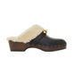 Le Maillon Clogs in Smooth Leather and Shearling - Noir