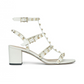 Rockstud Calfskin Ankle Strap Sandal 60MM - Light Ivory