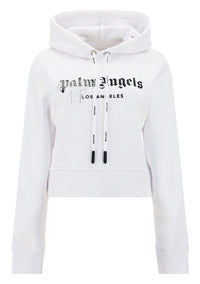 Rhinestone Sprayed Logo Hoodie - White