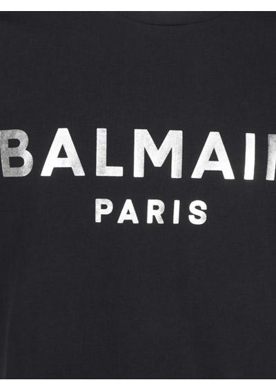 Cotton T-shirt With Paris Logo Print - Black / Silver
