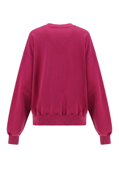 Brushstroke Logo Print Crewneck Sweatshirt - Fuchsia