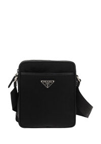 Re-Nylon and Saffiano Leather Shoulder Bag - Black