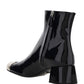 Patent Cap-Toe Ankle Booties - Black