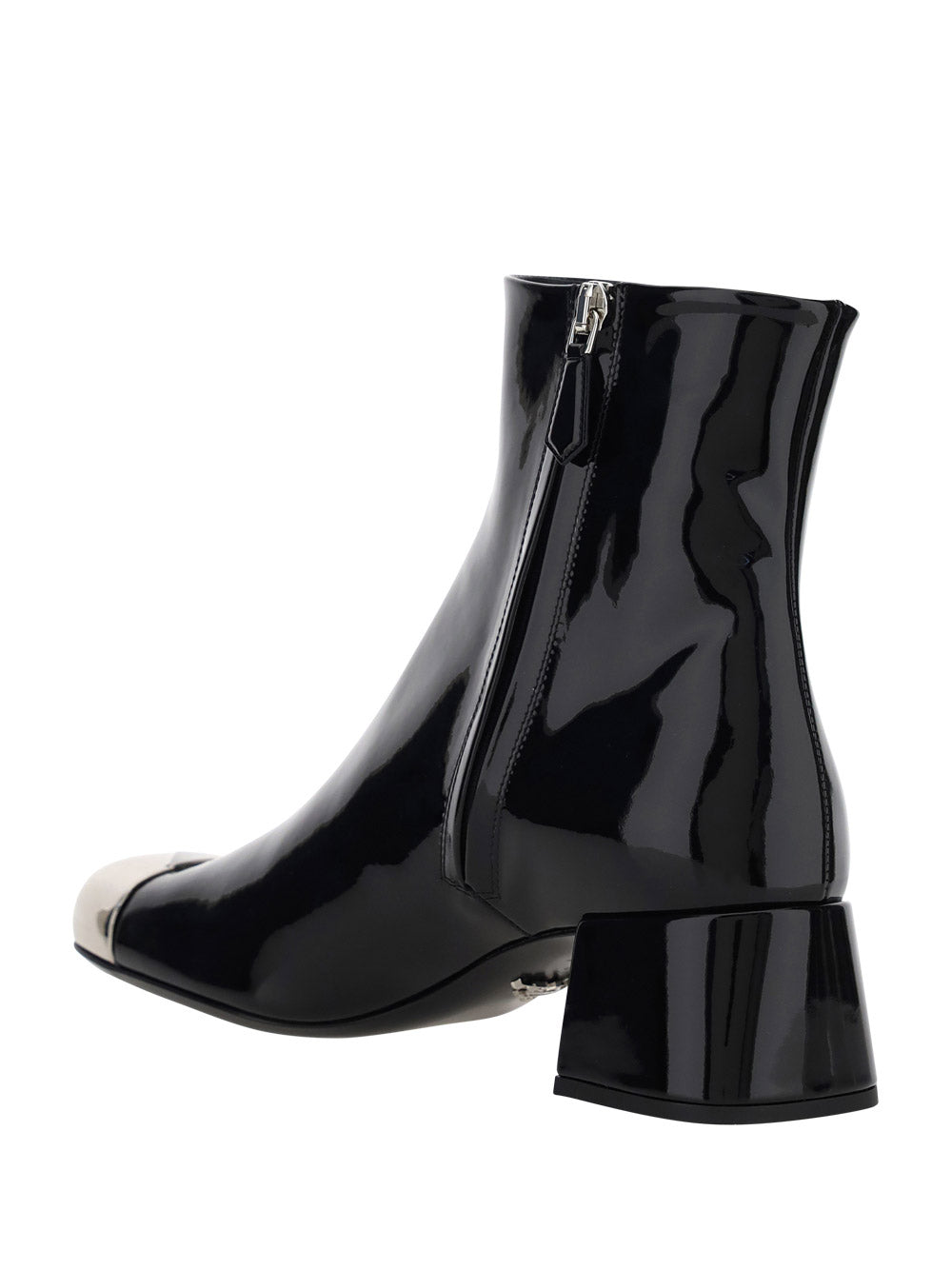 Patent Cap-Toe Ankle Booties - Black