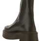 Zipped Boot in Leather - Khaki Green