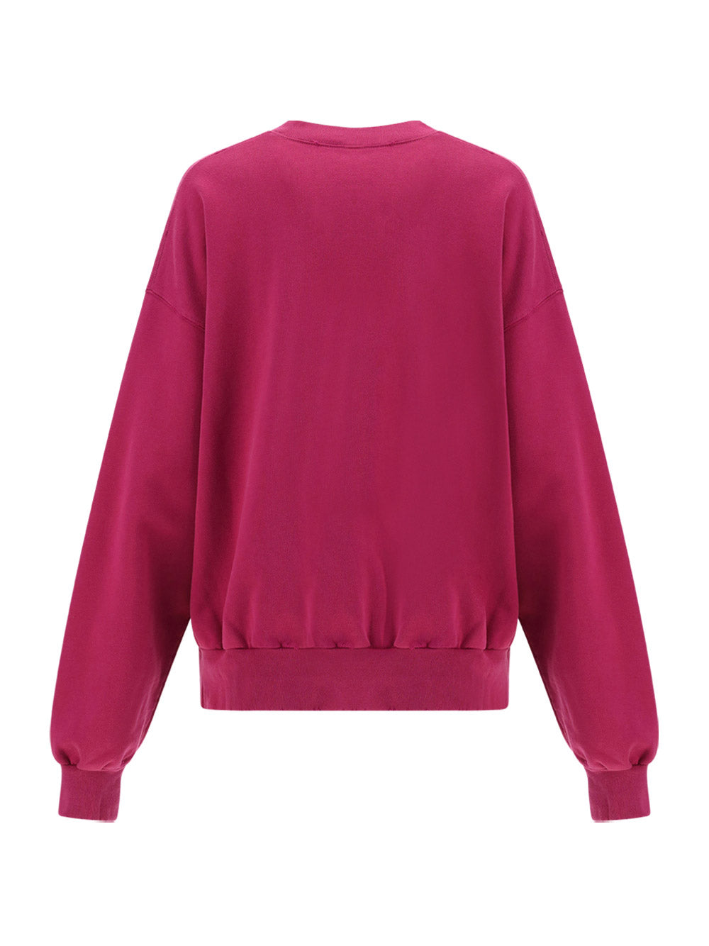 Brushstroke Logo Print Crewneck Sweatshirt - Fuchsia