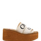 Woody Wedge Mule In Canvas - Ivory